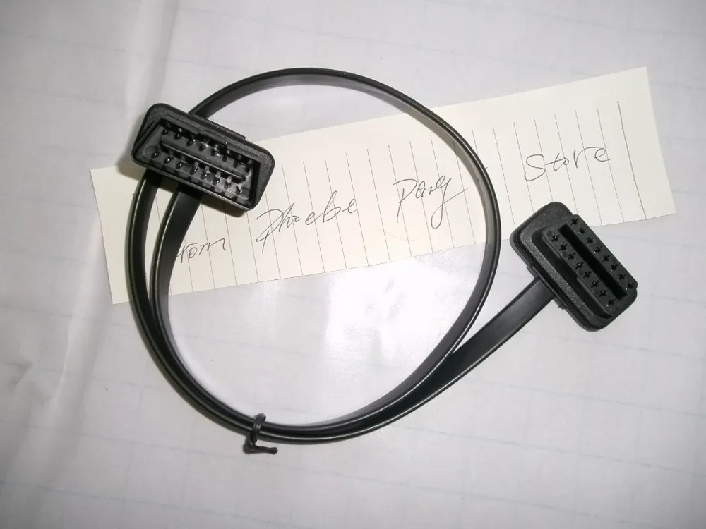 60 см тонкий как лапша OBD2 16 Pin ELM327 мужчин и женщин OBD2 плоский кабель удлинитель Разъем Ультра низкий профиль интерфейс