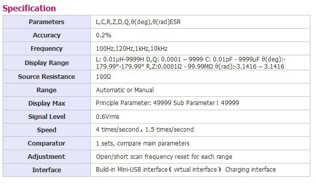 Цифровой портативный измеритель высокой точности LCR 10 кГц L C R Q D Z Theta ESR Тестер TFT lcd сенсорный экран USB AC100-240V AT825