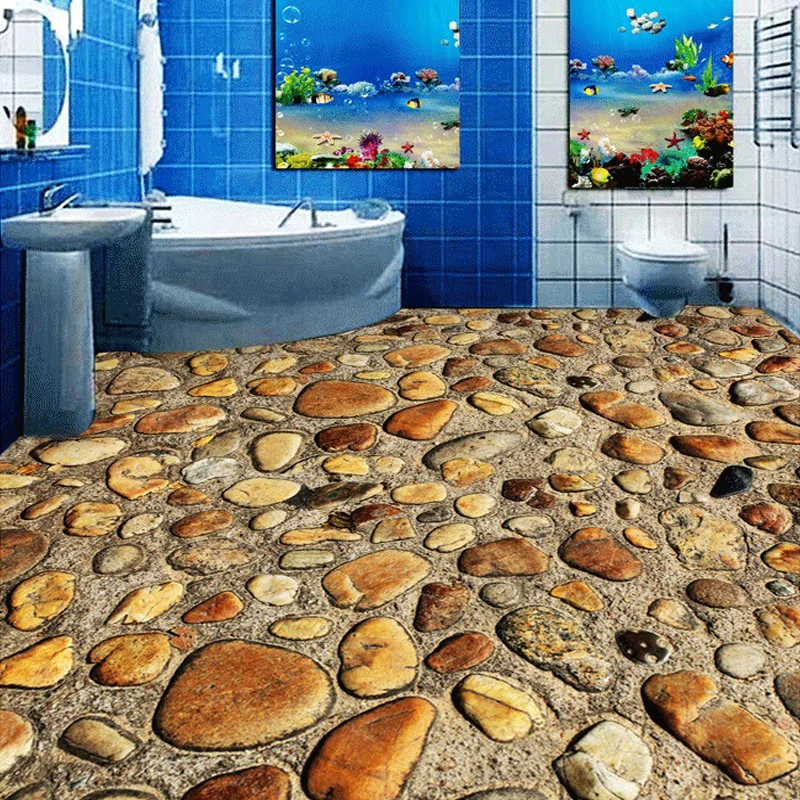 ПВХ Самоклеящиеся обои для пола, водонепроницаемые каменные гальки для гостиной, напольная наклейка для ванной, 3D обои от AliExpress WW
