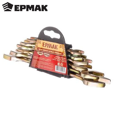 НАБОР КЛЮЧЕЙ РОЖКОВЫХ &quotЕРМАК&quot 6 предметов 8 19 мм 22 12 32 желтый цинк пластик