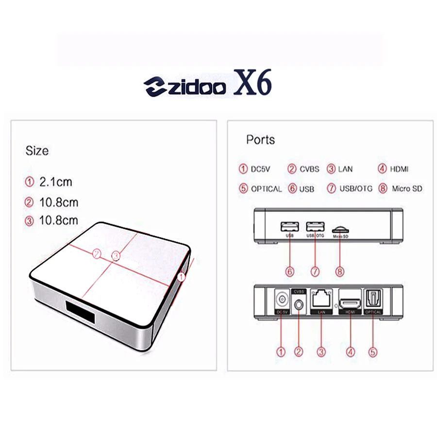 Zidoo X6 PRO android-c 5.1 смарт-box TV Octa ядро RK3368 двойной wi-fi BT 4.0 2G16G жк-hdmi 4 К 3D KODI XBMC H.265