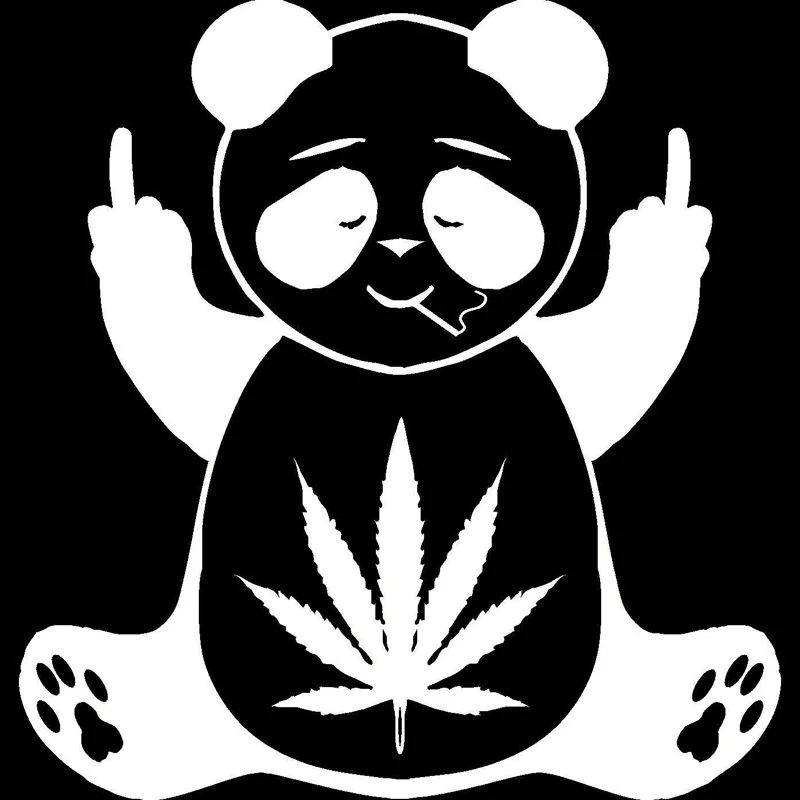 

14*14.7CM Middle Finger Personality Cute Panda Car Stickers Classic Creative Car Styling Decoration Accessories C4-0296