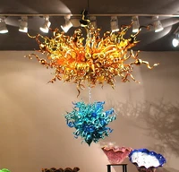 home decoration contemporary hand blown glass long chain design pendant chandeliers