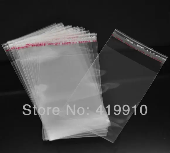 shipping-200Pcs, прозрачные Самоклеющиеся пластиковые пакеты, бусины, упаковка для ювелирных изделий, подарков, 11x6 см, M0921