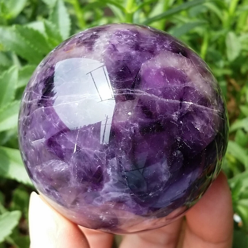

Best! 56MM 240G Natural Dream Amethyst Crystal sphere ball Orb Gem Stone For Gifts