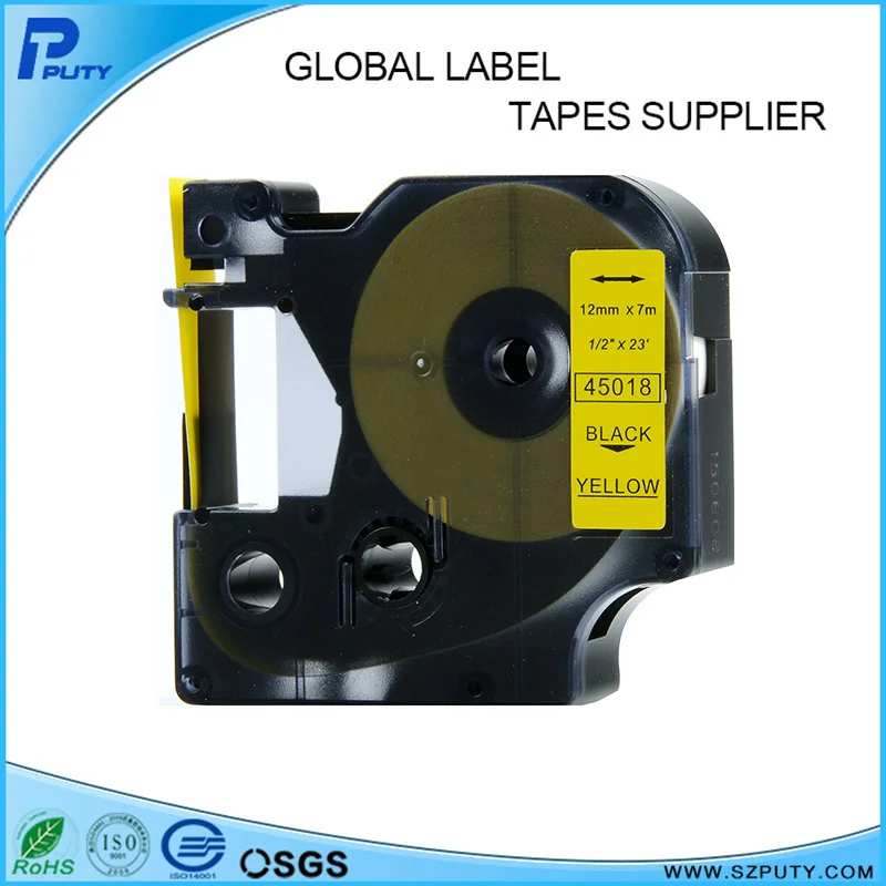 Всего 20 шт./лот 12 мм совместимый с DYMO D1 лента Этикетка Лента черный на желтый 45018|dymo