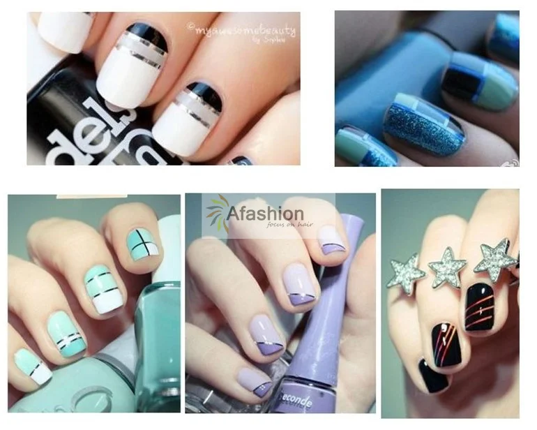 50 шт. смешанные Цвет Дизайн ногтей Стикеры Minx Фольга на украшения Rolls Чередование Клейкие ленты 50 м Konad металла Beauty Line