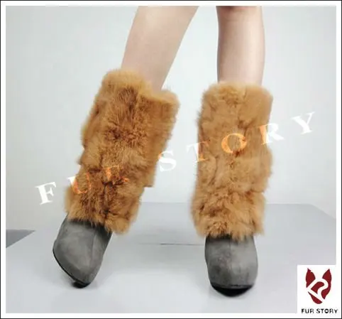 Fur Story/080102 г., гетры с натуральным кроличьим мехом, женские гетры для ног, 7 цветов, длина 23 см, гетры с натуральным кроличьим мехом