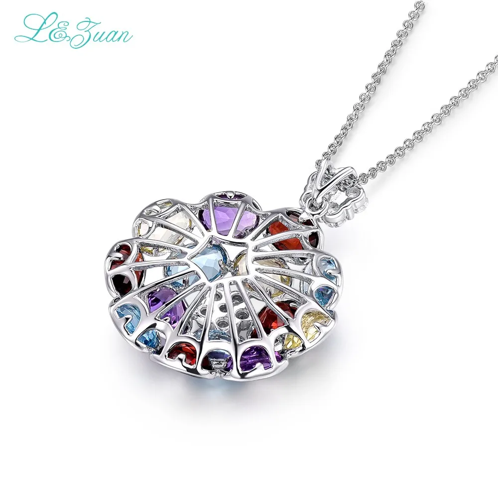 I& zuan 925 пробы Серебряная цепочка натуральный 7.76ct разноцветные драгоценные камни Модные подвески ожерелья для женщин Простые Ювелирные изделия