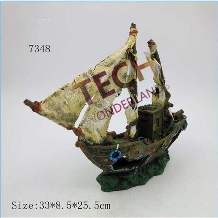 7348 затонувшая лодка аквариумное украшение парусная разрушитель аквариум пещера