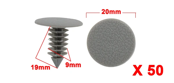X Autohaux 50 шт. серый пластиковый дверной бампер с зажимом заклепками 9 мм для авто