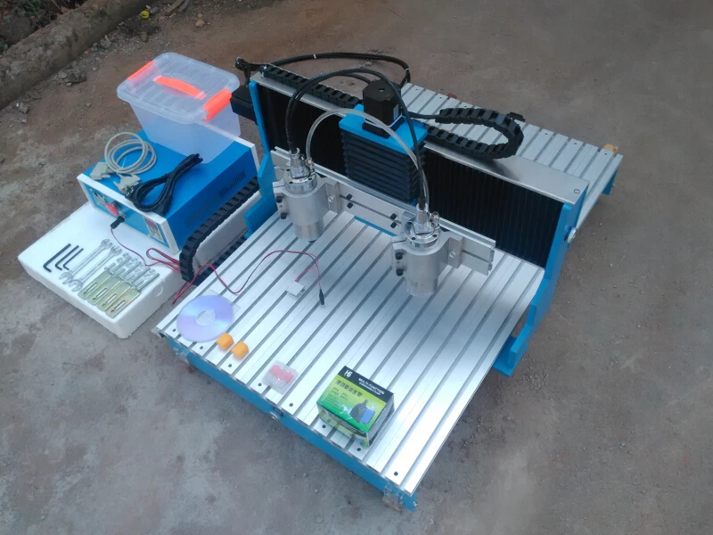 2 головки cnc router 6090 двухшпиндельный токарный станок с чпу 800 Вт для дерева металл