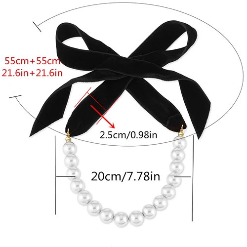Women Velvet Bowknot Faux Pearl Clavicle Chain Collar Choker Necklace Jewelry | Украшения и аксессуары