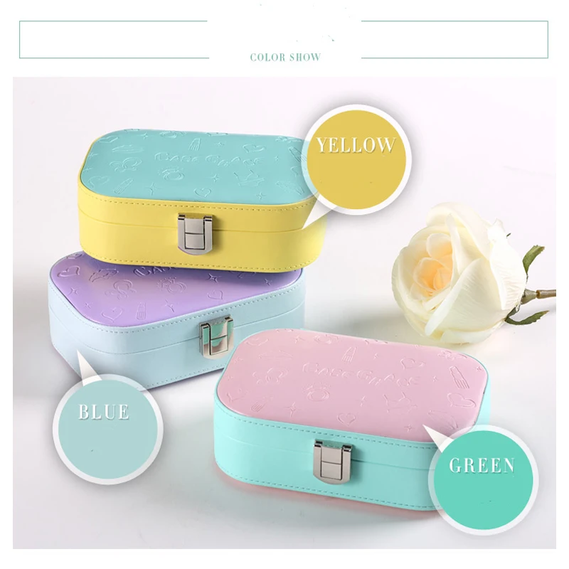 1 шт. коробка для хранения украшений из ПУ кожи с зеркалом|storage box|storage box casebox case |