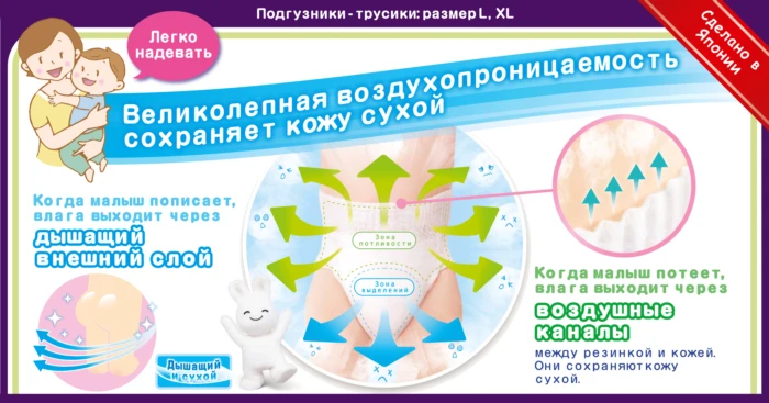 Merries трусики-подгузники размер L 9-14 кг 44 шт | Мать и ребенок