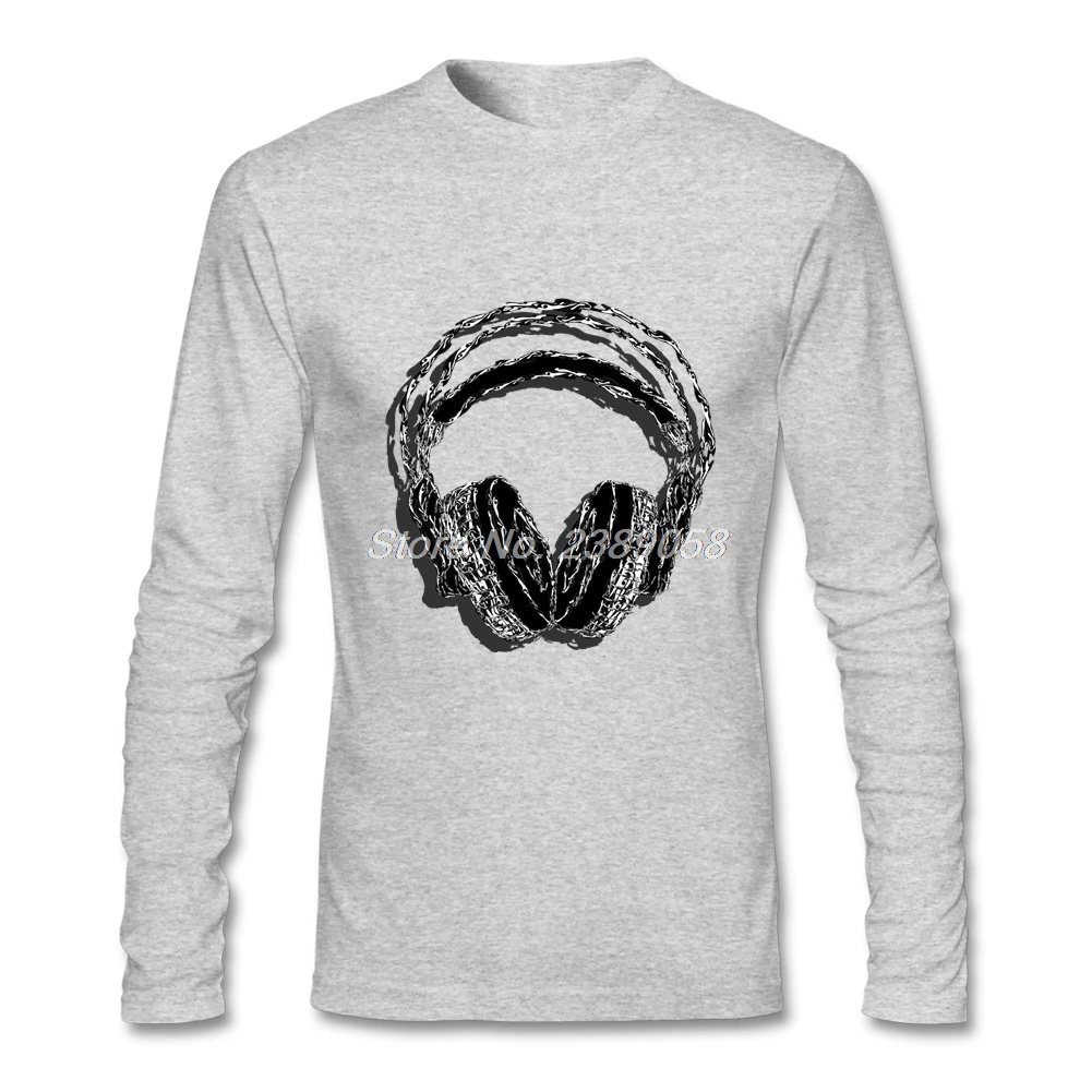 Простой стиль Мужская футболка с длинным рукавом наушники эластичные