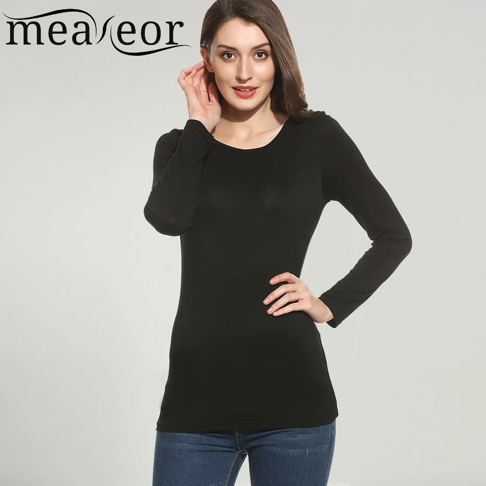 Meaneor женская футболка Новая мода весна осень тройник топы с длинным рукавом