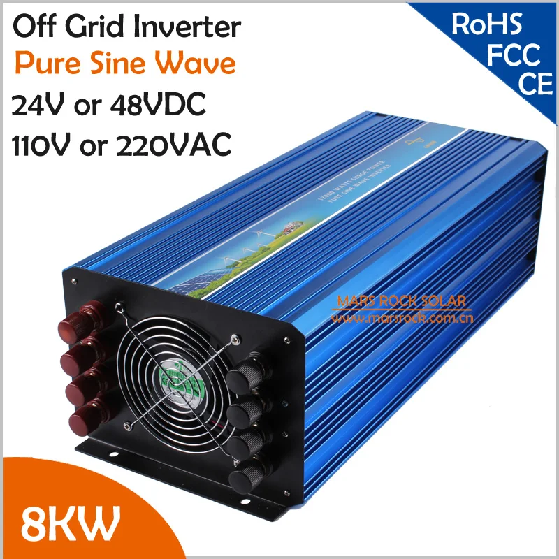 Высокочастотный 8000 Вт 24VDC или 48VDC к 110VAC 220VAC решетки чистая Синусоидальная волна