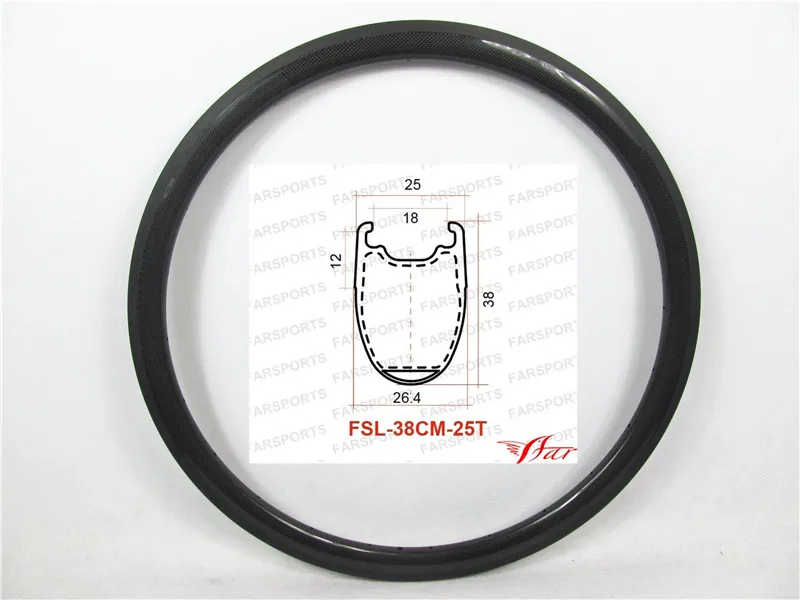 Бескамерный совместимый 38 мм Глубокий 25 Широкий карбоновый дорожный колесный