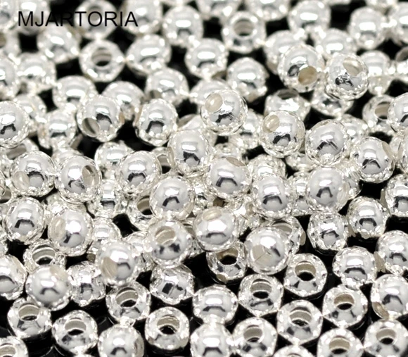 MJartoria 1000 шт. Серебристые гладкие круглые отдельные бусины 3 мм DIY для