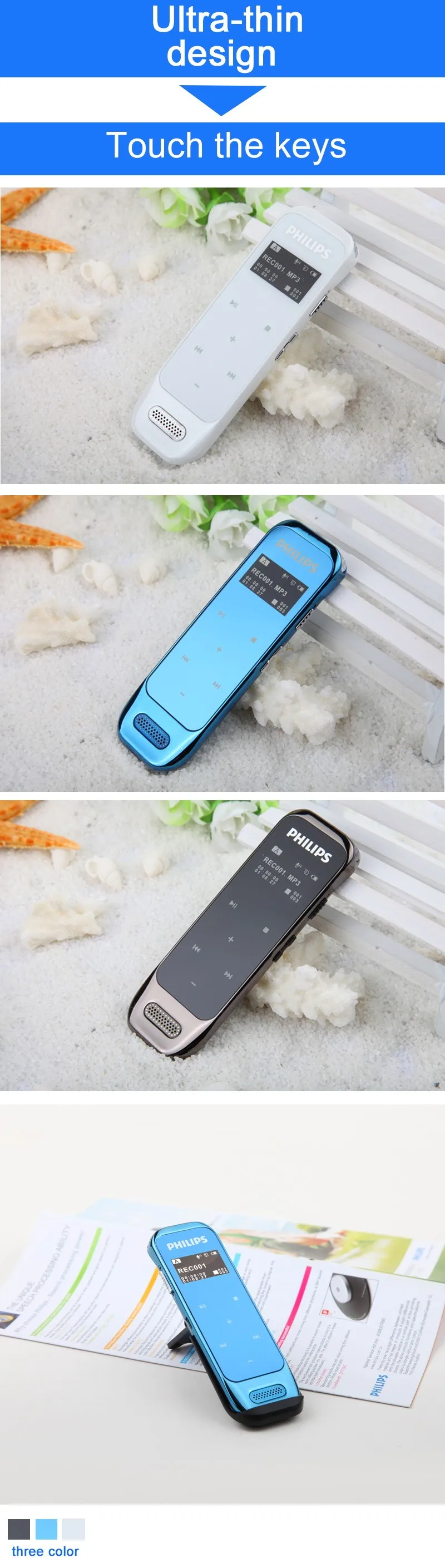 Philips PCM Цифровой Диктофон мини MP3 бизнес профессиональная записывающая ручка с функцией голосовой активации VTR6600