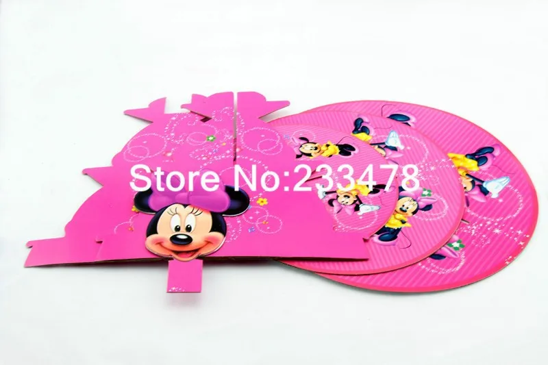 1 комплект для девочек, мультфильм, аниме, Минни, день рождения, детский душ, вечерние картонное для кексов, подставка, 24 кекса, AW-1002