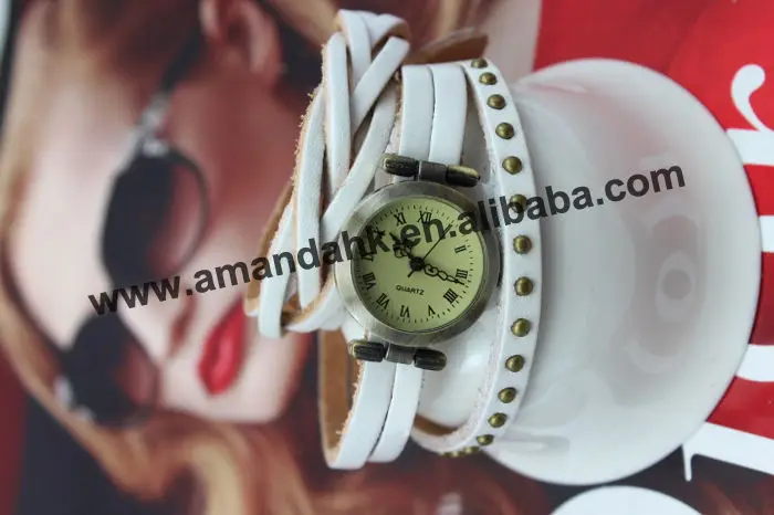 100 шт./лот, винтажные часы-браслет в римском стиле с кожаными спиральными вставками, часы с римскими цифрами, женские наручные часы под платье, подарочные товары