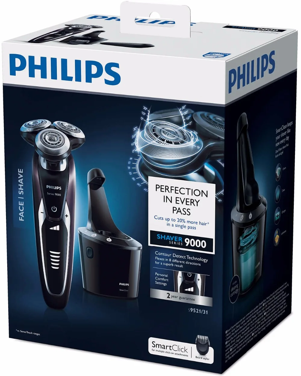 Philips Shaver series 9000 электробритва для сухого и влажного бритья с системой SmartClean PLUS S9521