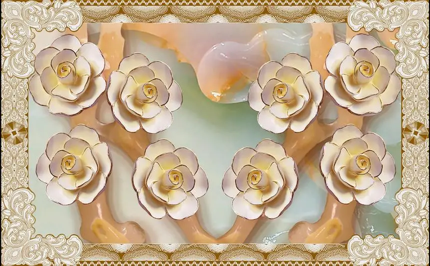 Европейский фон для телевизора тисненые цветы обои Настенные украшение дома 3d |