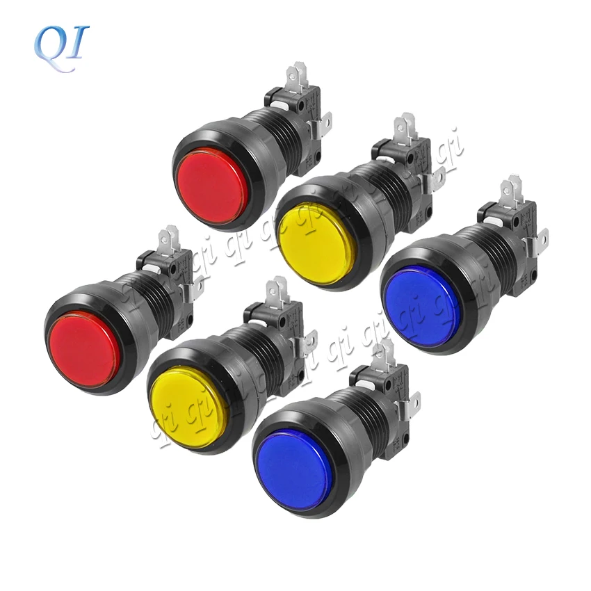 10 компл. 30 мм топ (24 отверстие) черная рамка аркадная Кнопка LED 12V с подсветкой