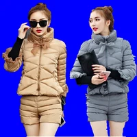 young women warm coat two piece tops shorts winter coat high quality eiderdown cotton brief paragraph winter jacket bn1410