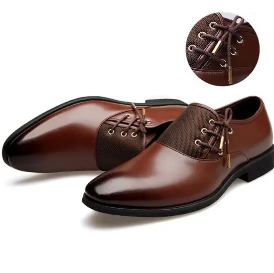 Lace Up Brown Классические мужские туфли в деловом стиле; Туфли-оксфорды из натуральной кожи; модная обувь на плоской подошве; Sapato; цвет черный, коричневый; обувь с перфорацией типа «броги»; 061 - Цвет: Lace Up Brown
