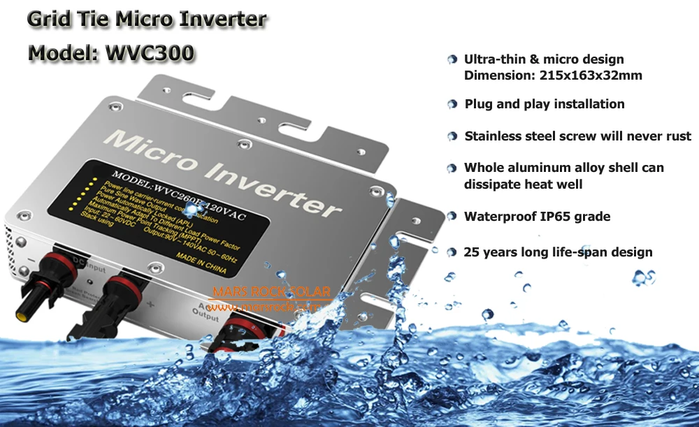 Водонепроницаемый IP65! 300 Вт сетчатый микро инвертор с функцией связи для 22 50VDC 80