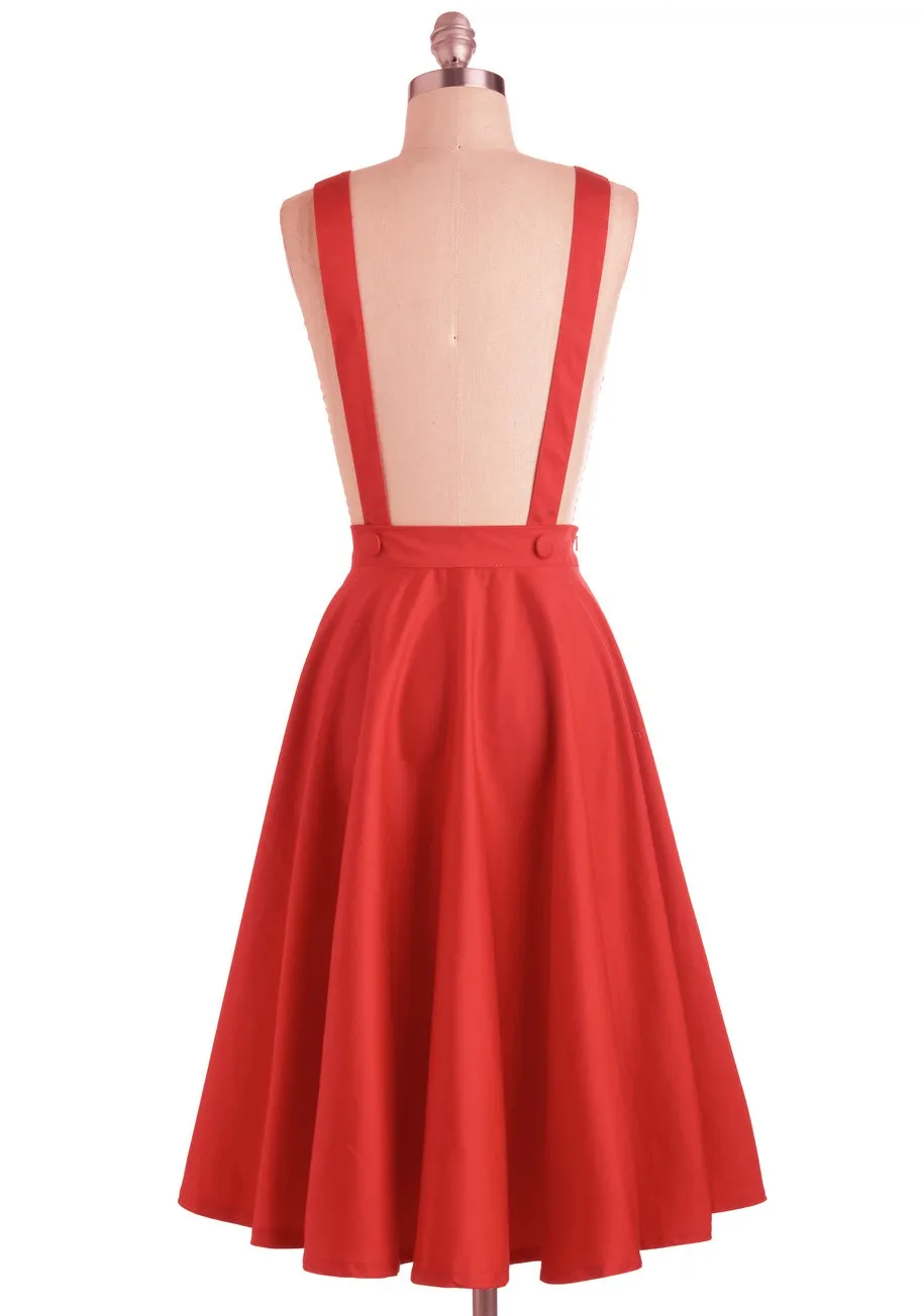 Женская винтажная юбка миди на бретелях красная с бантом в стиле рокабилли 50 х