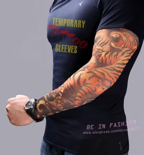 100 шт. эластичный нейлон Поддельные Временные татуировки рукав шаблон боди-арт чулки для мужчин/женщин 2018new опт