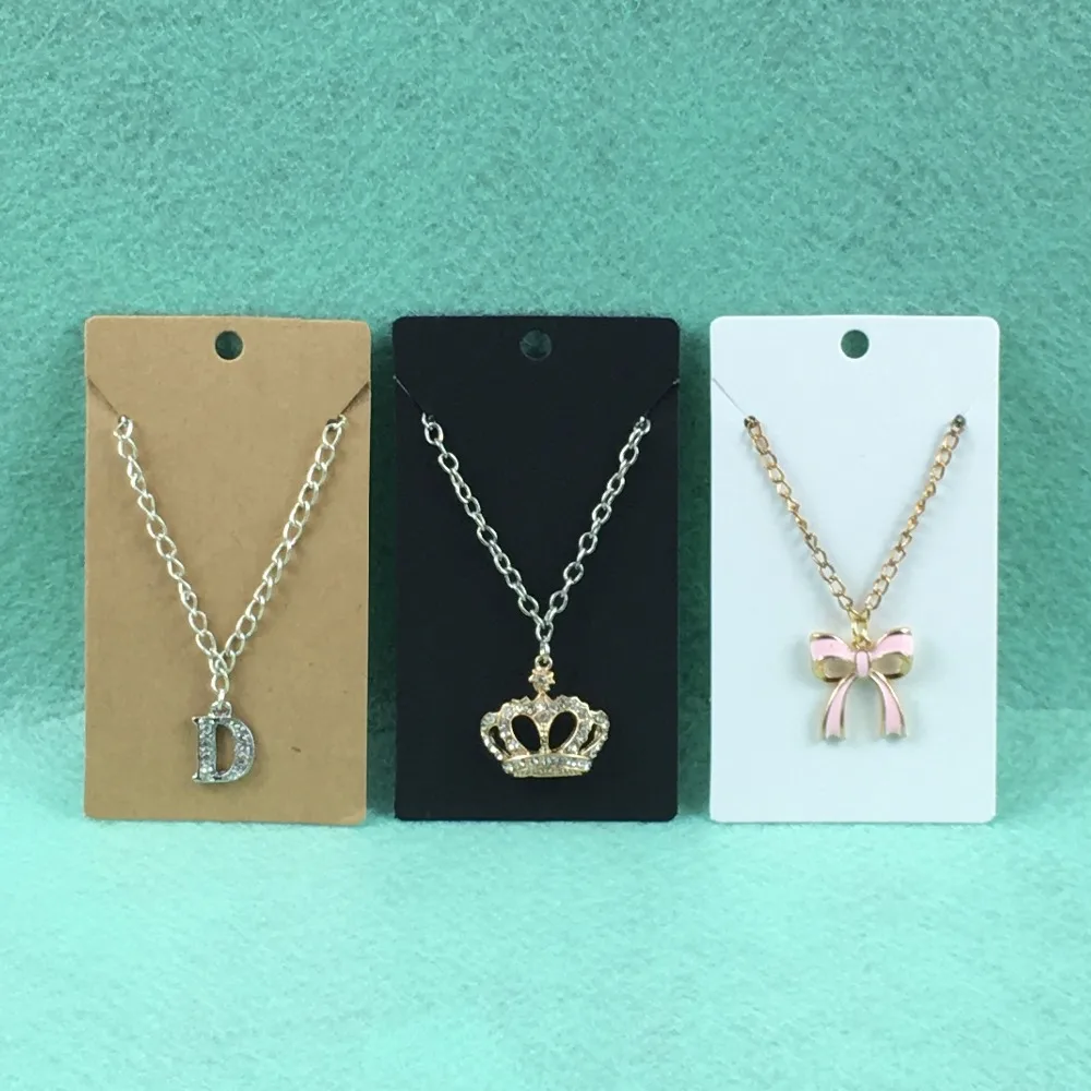 

200PCS/Lot New Arrival 9*5cm Kraft Cardboard Necklace Cards Hang Blank Display Package Power Band Cardstock Accept Custom Logo