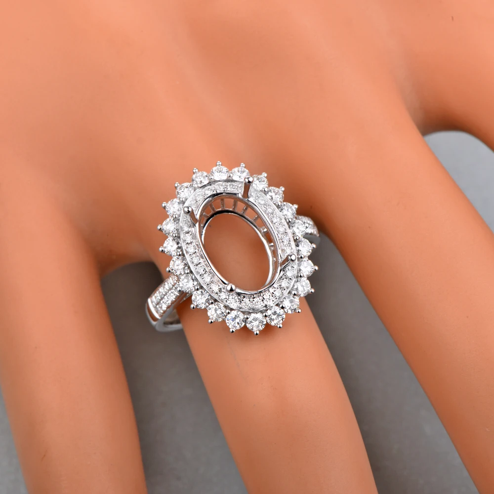 Anniverary 14 к белое золото натуральный 1.07ct алмазное обручальное кольцо ювелирное полукрепление 8x12 мм овальная резка установка
