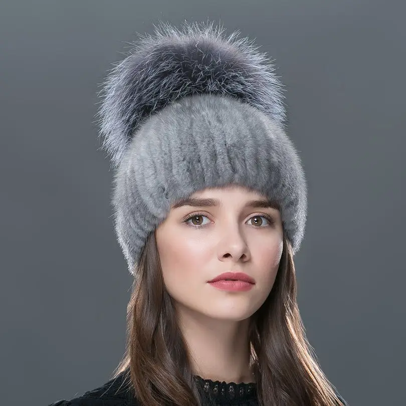 LTGFUR, русские роскошные женские меховые шапки высшего класса, Модные Элегантные вязаные шапочки, Высококачественная женская шапка из натурального меха норки - Цвет: color 2