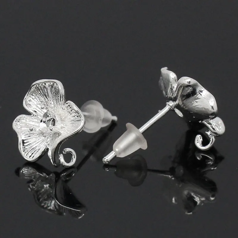 Серьги MJARTORIA серебристого цвета 10 шт. медные серьги с красивыми цветками сзади 17x12