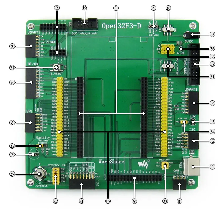 Open32F3-D посылка B# Stm32 Discovery STM32F3DISCOVERY Zigbee ARM Cortex-M4 3,2 дюймов 320x240 сенсорный ЖК-накопитель USB UART