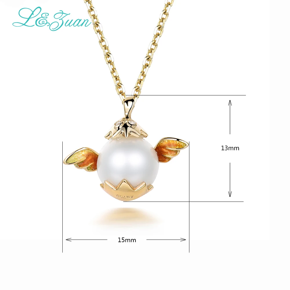 Кулон из серебра 0501 пробы с пресноводным жемчугом и крыльями желтого золота 18