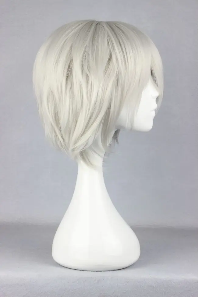 MCOSER 35 см синтетический короткий серебристо-белый Высокая температура волокна парик WIG-213B