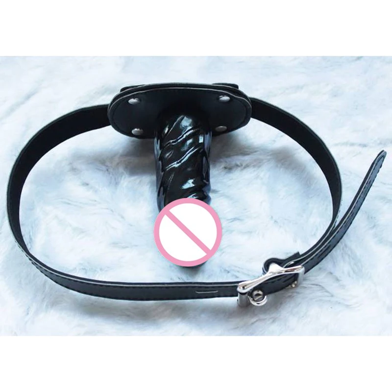Lockable Strap On Silicone Dildo Mouth Gag Slave Leather Harness Restraint Lesbian Strapon Dong Sex Toys For Couple Black | Красота и