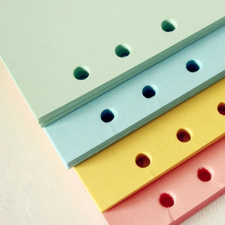 50 листов цветной бумаги для планировщика. Перфорированная бумага A5 сменные