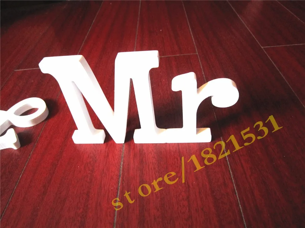 Высота 12 см/15 см Соединенные буквы MR & MRS украшение для дома деревянные белые