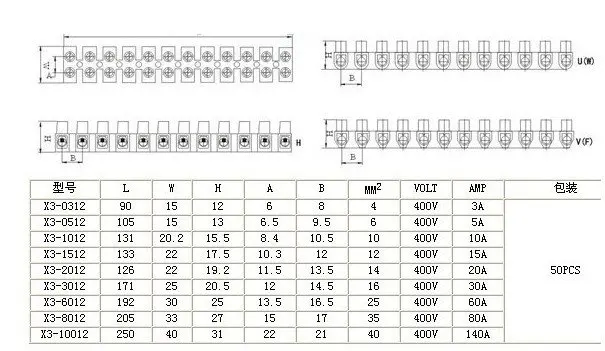 12 позиционный барьер клеммный блок X3-0512 5А