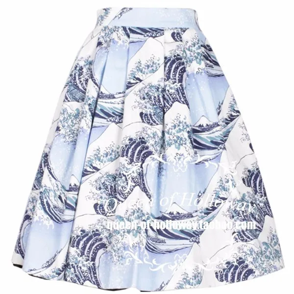 40 винтажные 50s Япония великая волна плиссированные качели юбка рокабилли pinup юбки