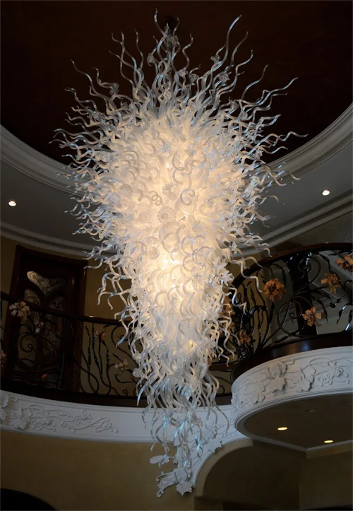 

Современная Большая роскошная хрустальная люстра из белого дутого стекла для лобби отеля