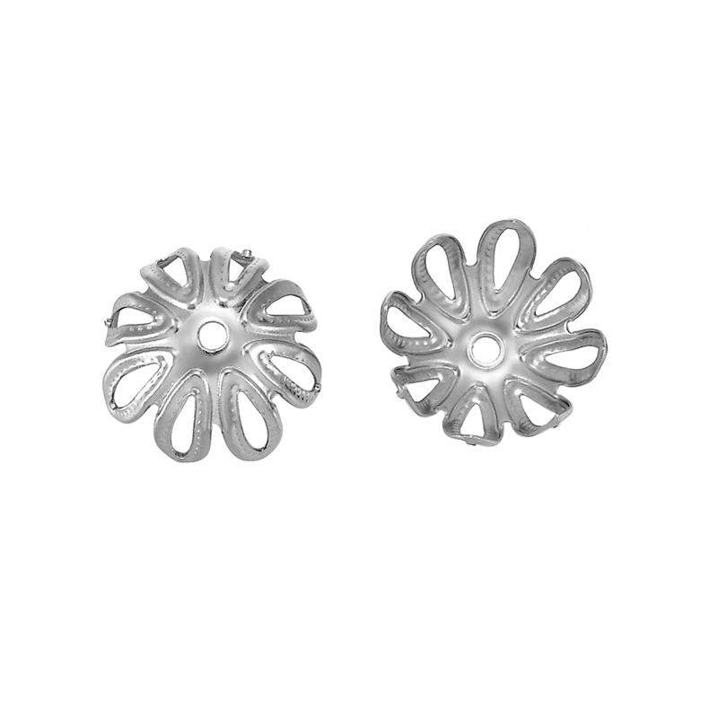 50 шт. бусины из нержавеющей стали с цветами для ювелирных изделий и компонентов