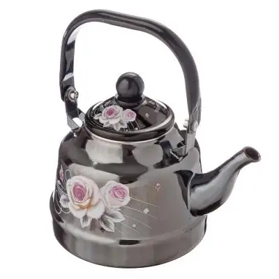 ЧАЙНИК ЭМАЛИРОВАННЫЙ ИЛЛЮЗИЯ ГЕОРГИНА 1 7Л ЧЕРНЫЙ ПЕРЛАМУТР|stove kitchen|stove kettlestove coffee